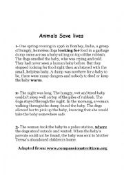 English Worksheet: Animals can save lives