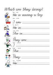 English Worksheet: What are they doing?