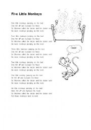 English Worksheet: Five little monkeys