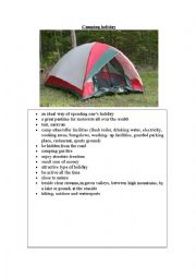 English Worksheet: camping holiday