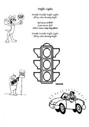 English Worksheet: Traffic Lights Rhyme