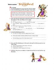 English Worksheet: Movie session: Tangled