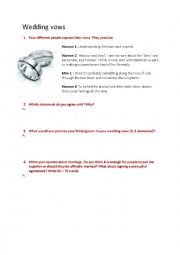 English Worksheet: Wedding vows