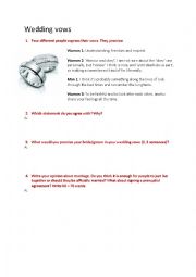 English worksheet: Wedding vows