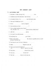 English Worksheet: already yet just