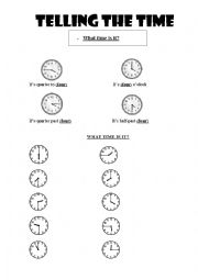 English Worksheet: TELLING THE TIME