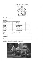 English Worksheet: Monsters, Inc