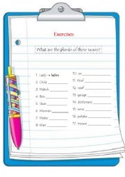 English Worksheet: plural nouns exercises