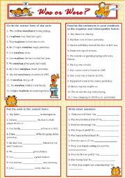 English Worksheet: Was or Were