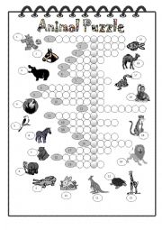 English Worksheet: Animal Crossword with Secret Message