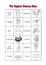 English Worksheet: The England Memory Game