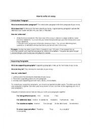English Worksheet: how to write an essay 