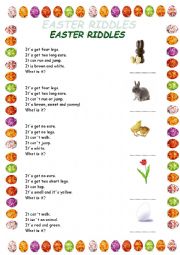 English Worksheet: Easter riddles for very young learners