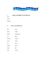 English worksheet: BASIC ANIMALS, NUMBERS, PRONOUNS CHILDREN