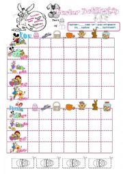 English Worksheet: Easter Battleship game