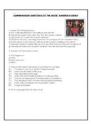 English Worksheet: Reading comprehension on the movie Dangerous minds