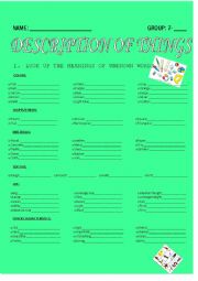 English worksheet: DESCRIPTION OF THINGS