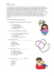 English Worksheet: Reading Activity