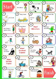 Present Continuous Board game for young learners - ESL worksheet by Larisa.