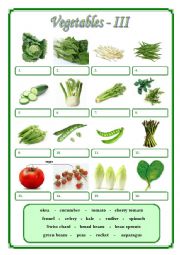 English Worksheet: Vegetables III