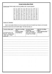 English Worksheet: Group session about music
