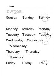 English Worksheet:  the days and the months