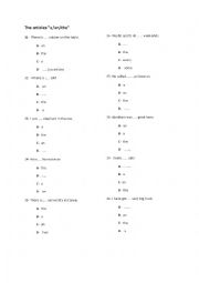 English worksheet: the articles 