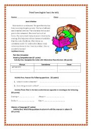 English Worksheet: Janes Mother