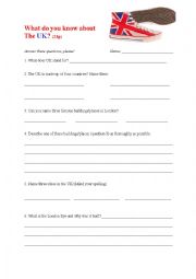 English Worksheet: Test on The UK