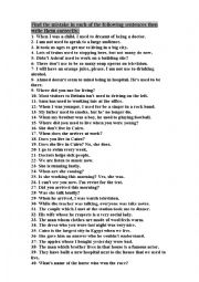 English Worksheet: find the mistakes ( based on grammar for intermediate and advanced levels)