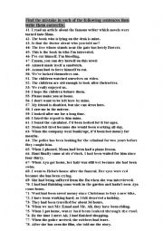 English Worksheet: find the mistakes ( based on grammar) part 2