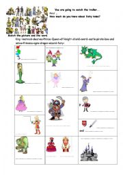 English Worksheet: discover the world of fairy tales with Shrek 