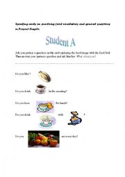 English worksheet: Food speaking cards(A)