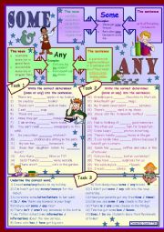 Some and any * for beginners *grammar * 3 tasks * with key *** fully editable*** 