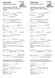 English Worksheet: Justin Bieber Somebody to love