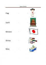 English worksheet: Lets go Japan: Match the words to the pictures