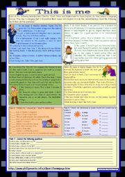 English Worksheet: This is me Part 1 *** Reading comprehension for adults  *** elementary level  *** with key  *** fully editable