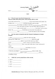 English Worksheet: Evaluation Test A1