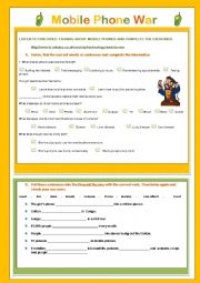 English Worksheet: Mobile Phones War