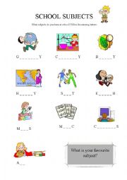 English Worksheet: School subjects