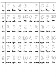 English Worksheet: numbers 1-10