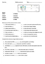 English Worksheet: Relative pronouns