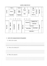 English Worksheet: Giving Directions - City Map