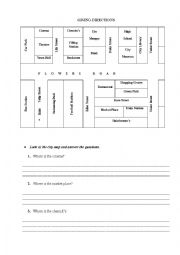 English Worksheet: Giving Directions - City Map
