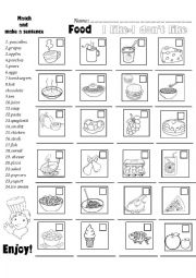 English Worksheet: FOOD+I LIKE/I DONT LIKE