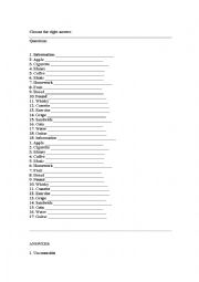 English Worksheet: Countable and uncountables