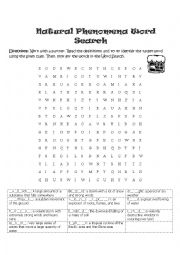 Natural Phenomena Word Search