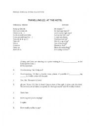 English worksheet: Phrasal verbs and idioms; At the hotel role play