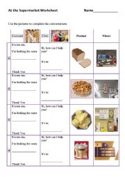 English Worksheet: At the Supermarket [fully editable] 