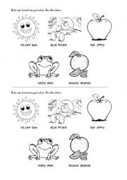 English Worksheet: Help our friends to get color
